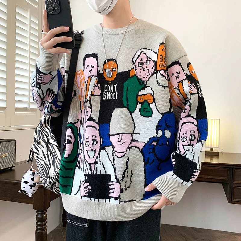 

Men's Autumn and Winter Fashion Cartoon Pattern Versatile Sweater