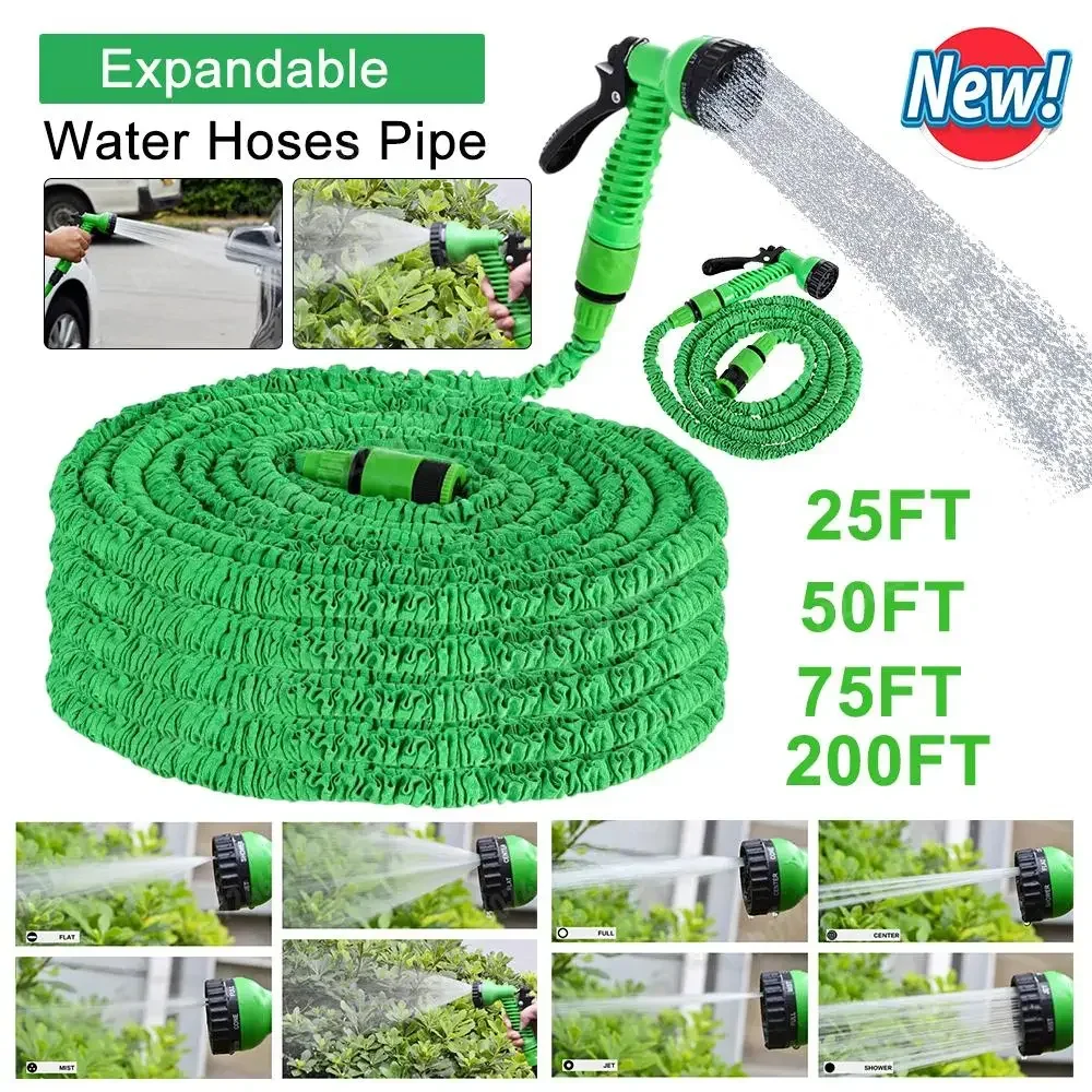 

100-25FT Telescopic Garden Water Hose Expandable Water Pipe with Spray Gun Garden Sprayer Watering Irrigation Tools for Wash Car