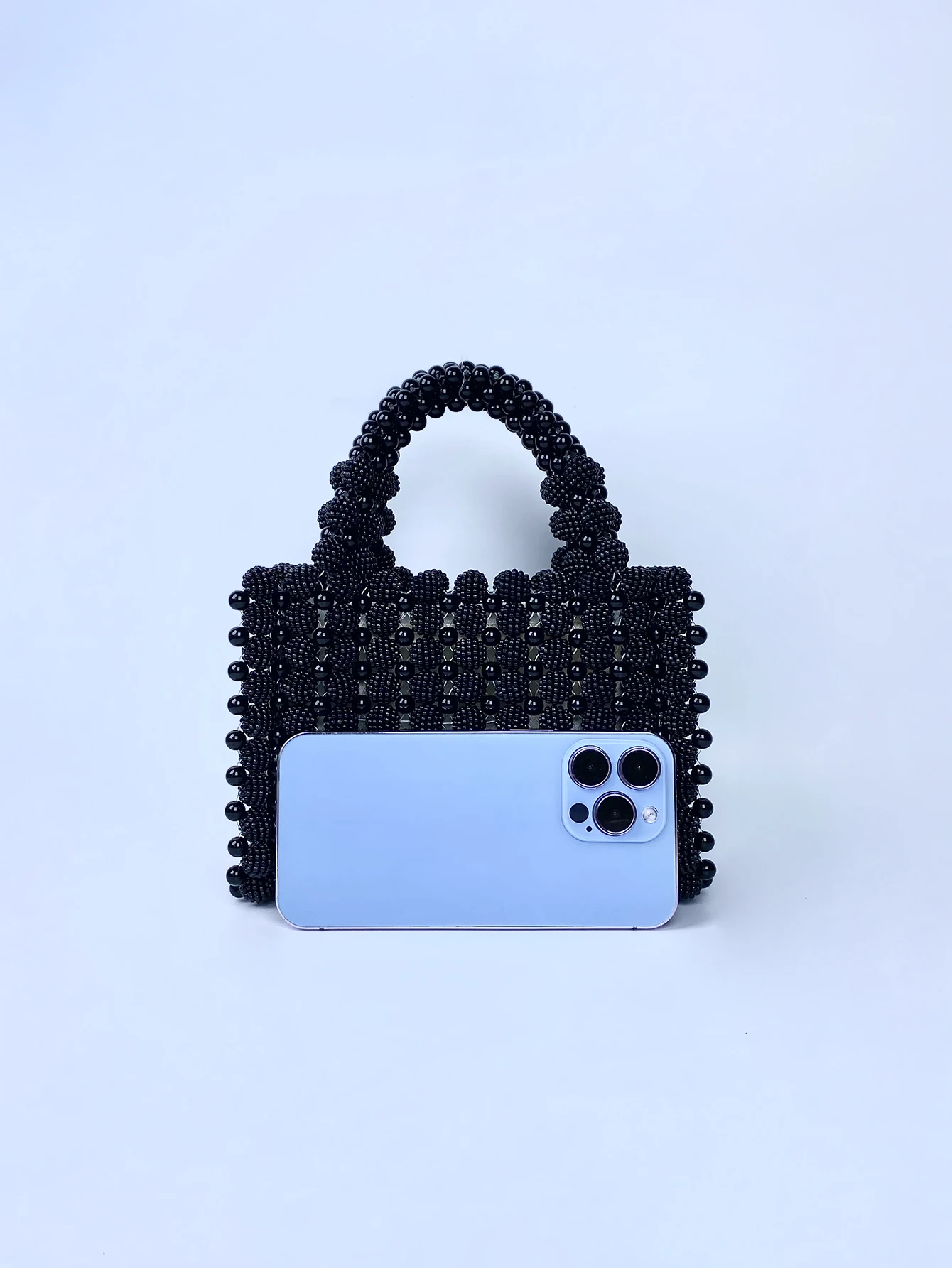 حقيبة يد نسائية منسوجة يدويًا، مزينة بالتطريز، مع...