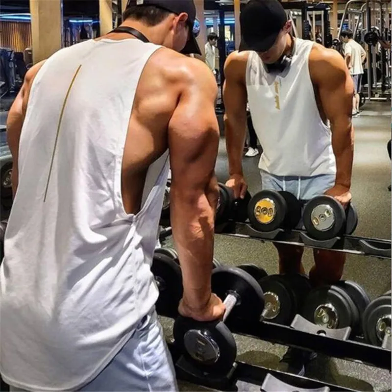 

Brand gyms clothing cotton singlets canotte bodybuilding stringer tank top men fitness shirt muscle guys sleeveless vest Tanktop