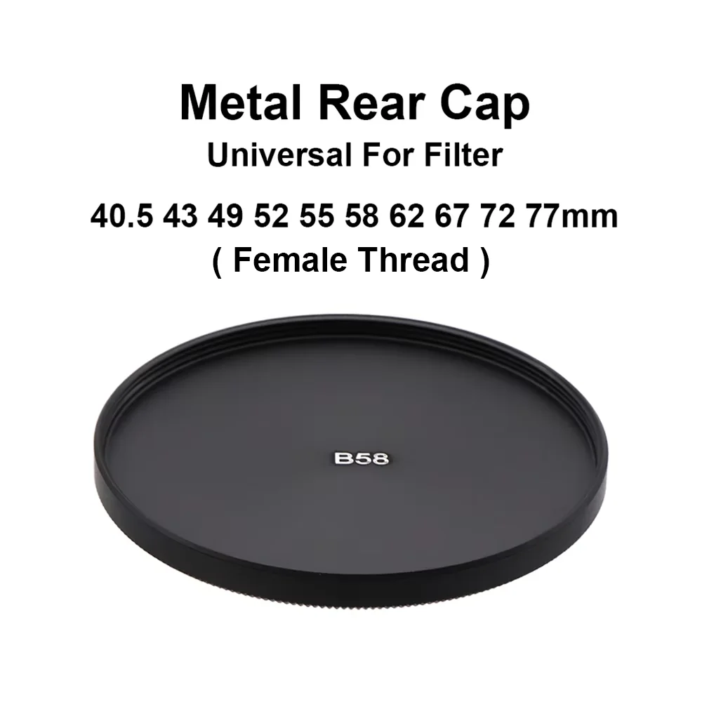 Camera Lens Cap Metal Lens Filter Rear Cover Lid Aluminum Alloy Female Thread Universal 40.5mm 43mm 49mm 52mm 55mm 58mm 62mm 67mm 72mm 77mm