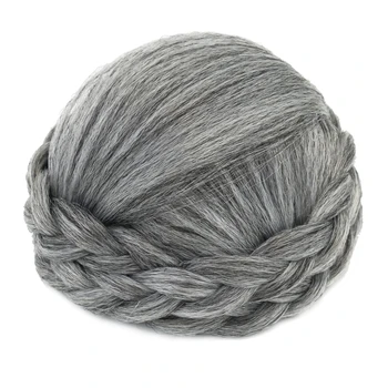 Soowee Chignon intrecciato Capelli sintetici Chignon Dancer Parrucca Updo per ragazze Posticci Scrunchies Copertura per capelli ciambella grigia