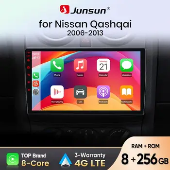 Radio Junsun para Nissan Qashqai J10 2006-2013 con Apple CarPlay Inalámbrico, Android Auto, Pantalla Táctil, 2.2Ghz, Cámara Panorámica 360, Grabador DVR Trasero, Bluetooth 5.0, 4GLTE, 8+256GB, Wifi, GPS, Navegación, RDS, DSP, Estéreo Profesional para Auto, Actualización SWC 1
