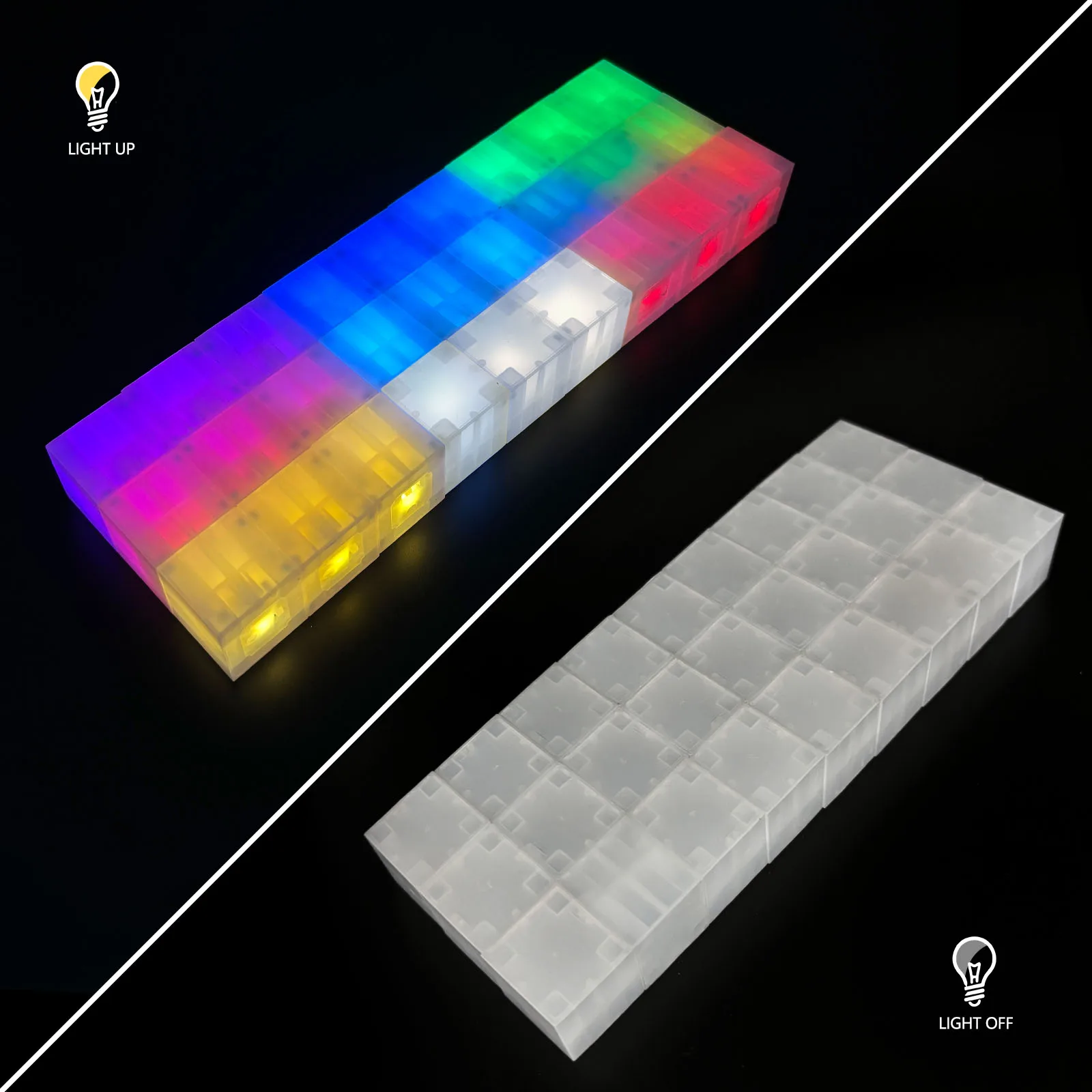 27pcs 다채로운 자기 빛나는 빌딩 블록 야간 조명, DIY 쌓을 수있는 LED 컬러 조명, 소년과 소녀를위한 창조적 인 선물