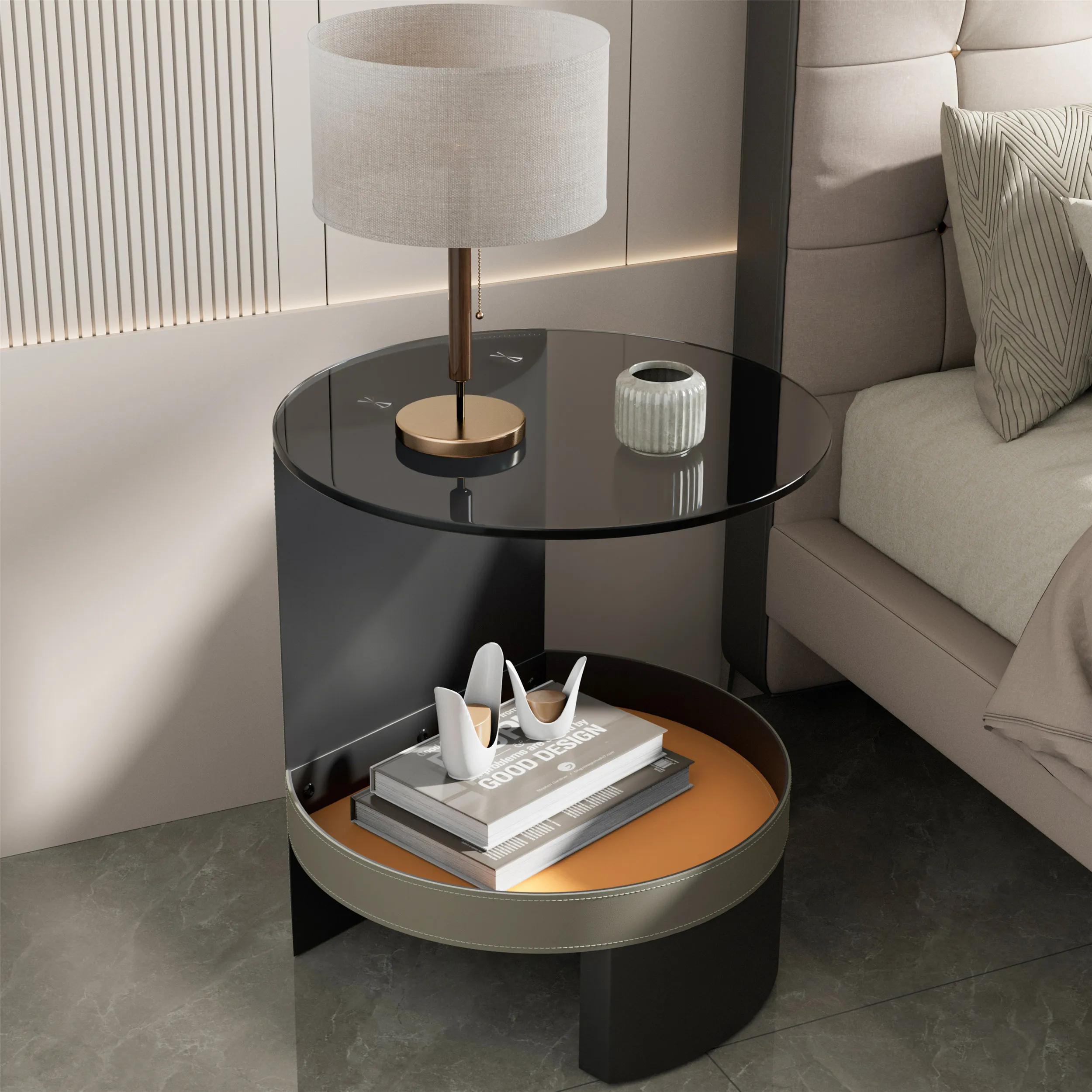 Wisfor Tempered Glass Coffee Table Metal Frame Living Room Home Round Light luxury Minimalist Tea Table Small Apartment