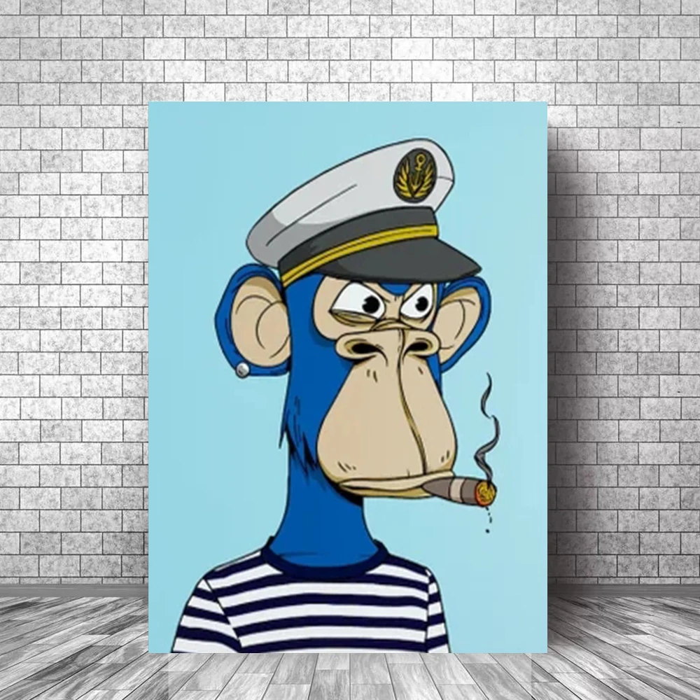 Nft série o entediado macaco iate clube macaco desenho animado personagem  pintura da lona cartaz estético parede fotos quarto decoração casa -  AliExpress