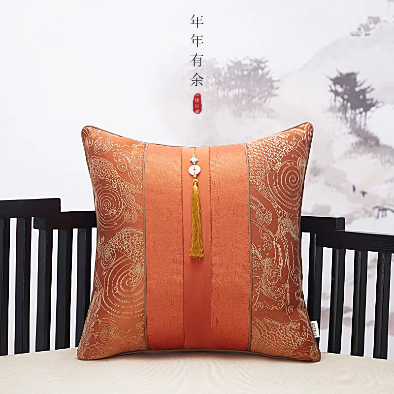 

Классический китайский жаккардовый чехол для подушки, наволочка с вышивкой на талии для дивана, атласная шелковая наволочка