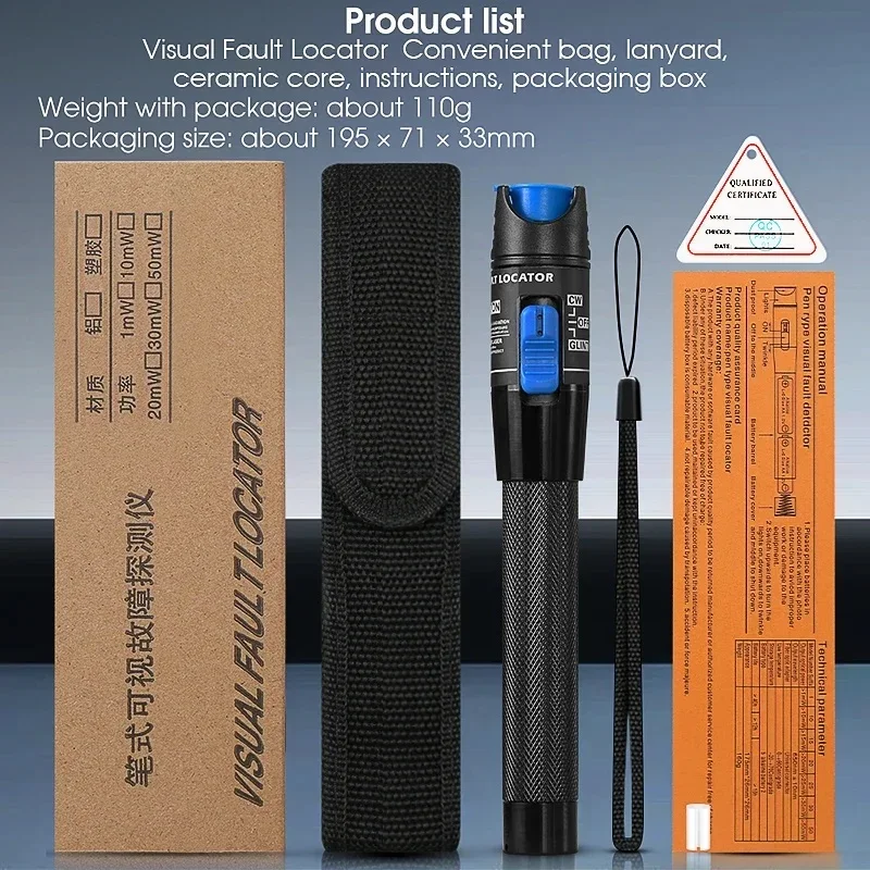 FTTH VFL 1/20/30MW Visual Fault Locator Fiber Optic Cable Tester Tool Red Light Pen 5-50MW Visual Fault Locator Free Shipping