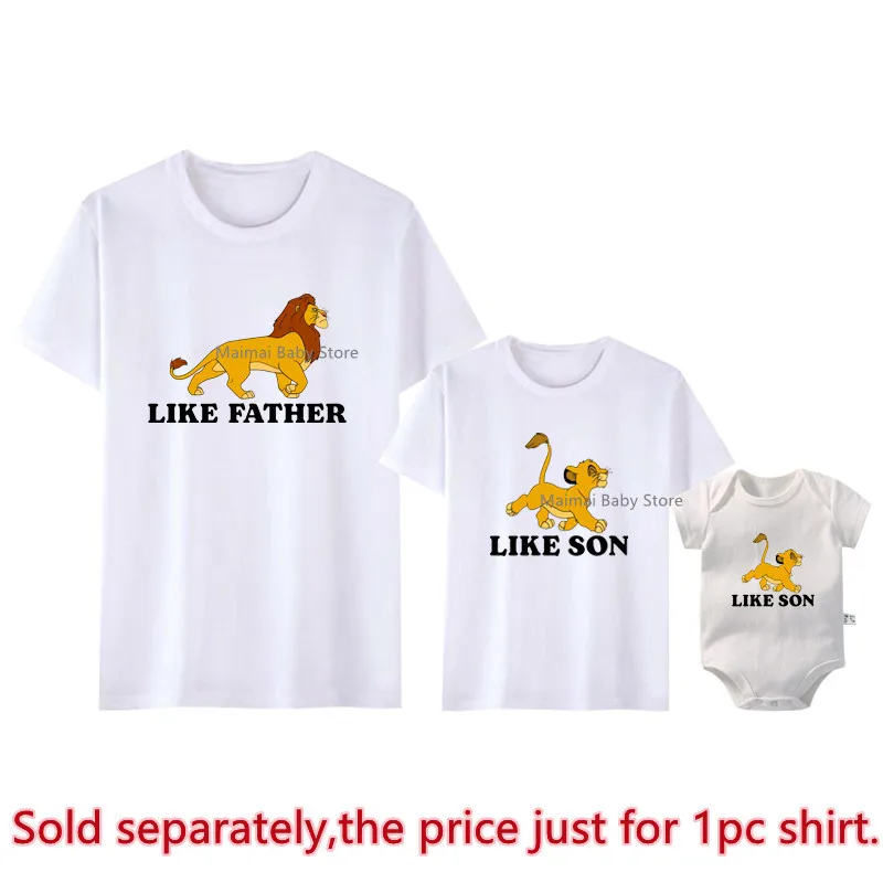 New Disney The Lion King Shirts Like Father Like Son Family Matching Outfits Cotton Daddy and Me Simba Mufasa Tshirt Dad Gifts 3