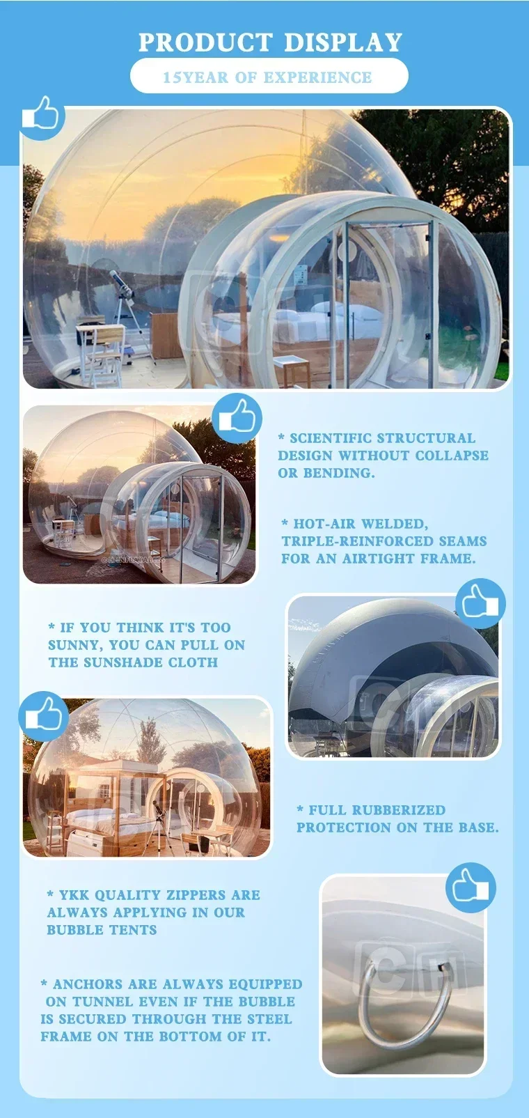 Outdoor Camping Transparent Inflatable Bubble Tent Hemispheres Clear House Garden Cabin Lodge Starry Sky Dome with Free Blower