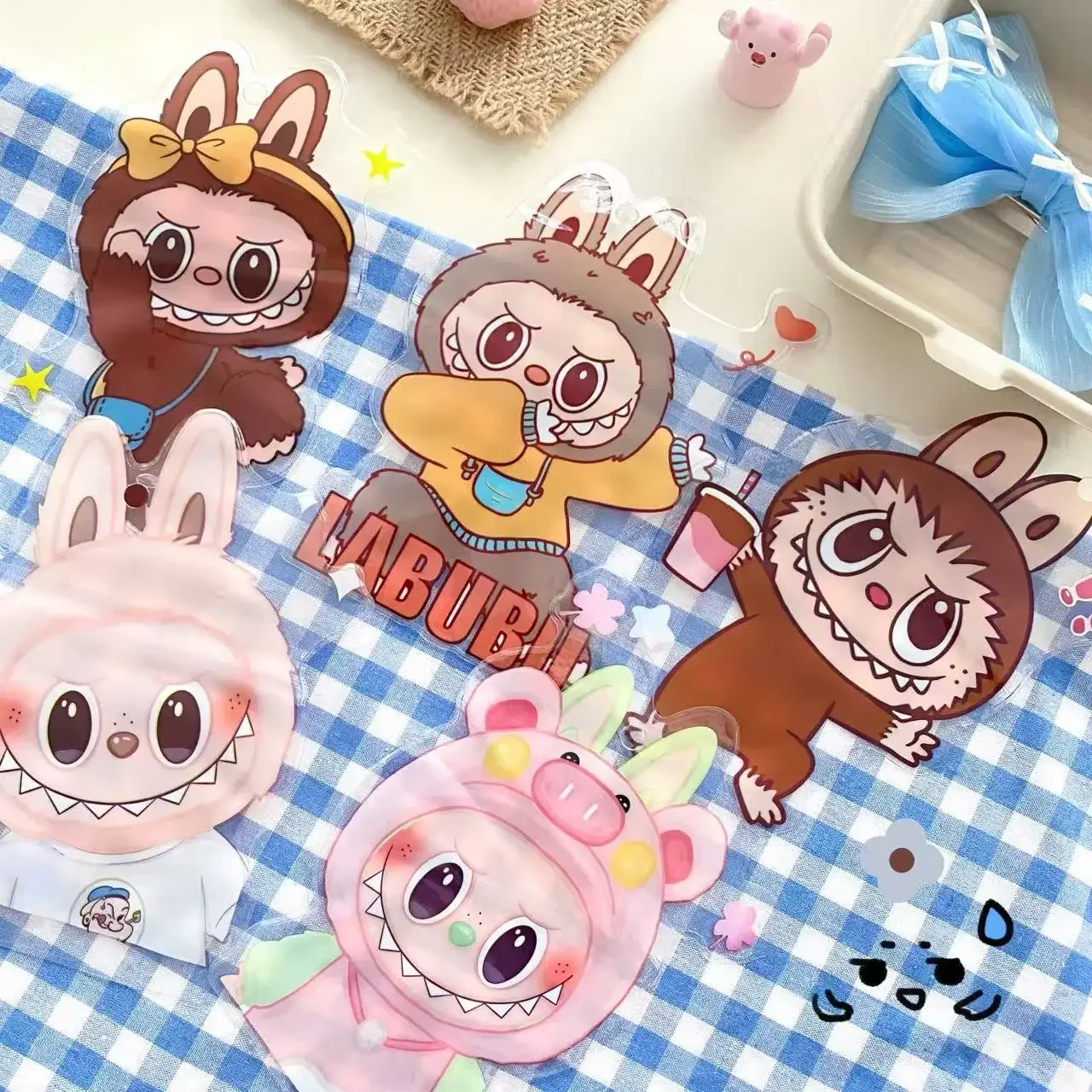 10pcs/set Small Zipper Plastic Bag Laser Pouch Zip Lock Pouch Kawaii Labubu Packaging Cookie Cigar Bags with Clear