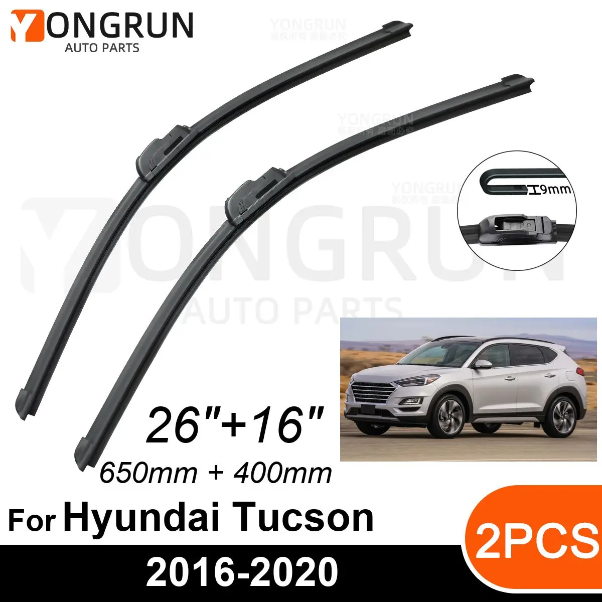 

Стеклоочистители передние Автомобильные для Hyundai Tucson MK3 2016-2020, резиновые щетки стеклоочистителя 26 + 16 дюймов, аксессуары для лобового стекла автомобиля