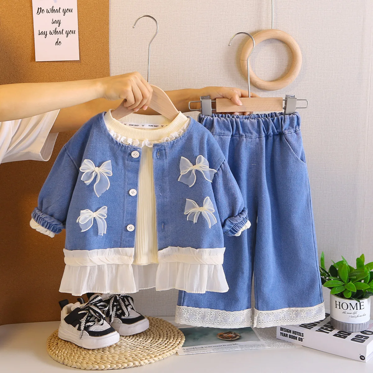 Autumn Kids Coat Pants Set for Girls