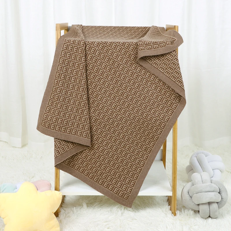 Newborn Baby Blanket 100% Cotton Knit 100*80CM for Girl Boy Stroller Swaddle Sleep Sack Infant Bed Crib