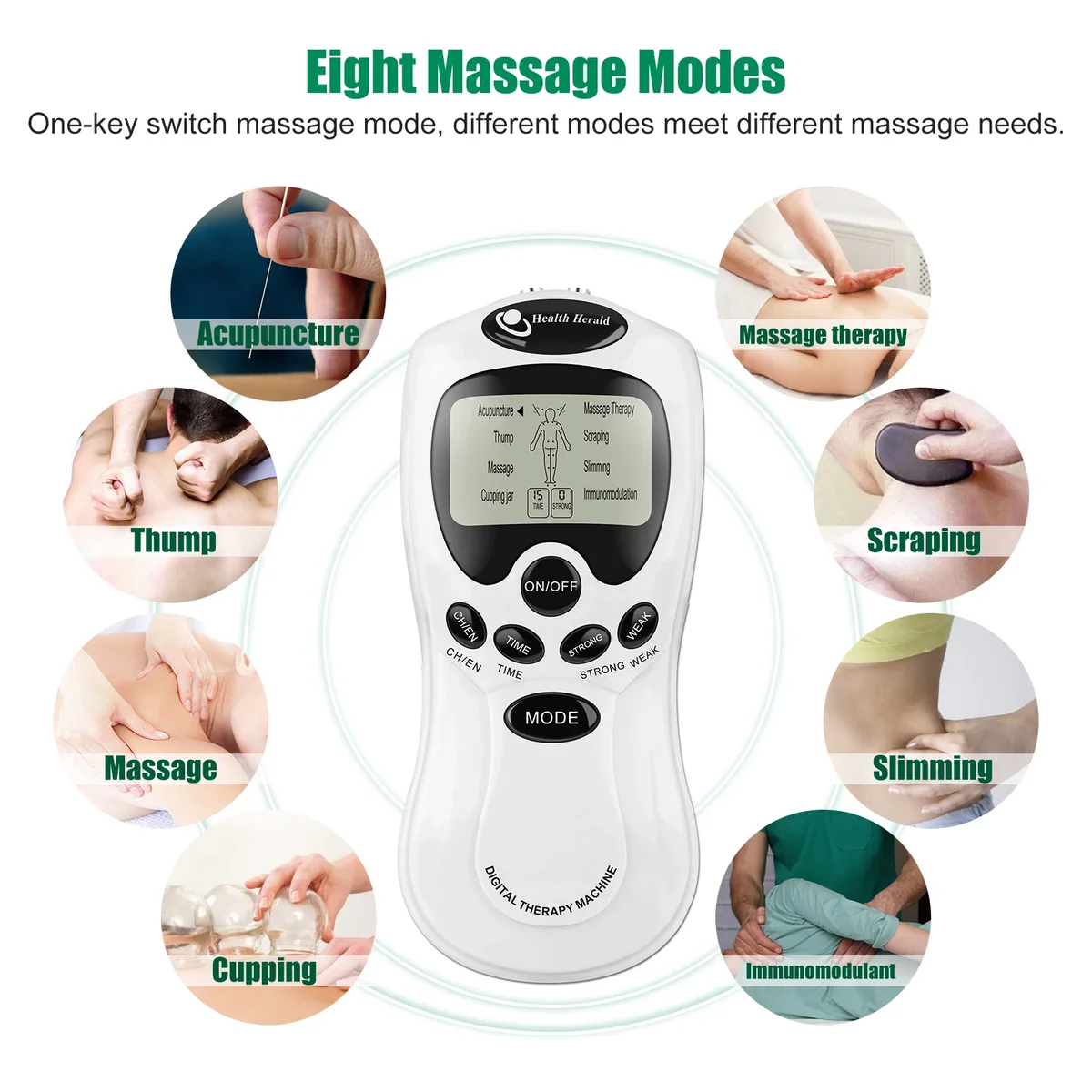 8 Modes EMS Tens Unit Muscle Electrostimulator Microcurrents Low Frequency Body Massager Electronic Acupuncture Pain Relief Tool — view 2