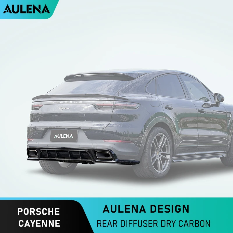 

Aulena Design Dry Carbon Fiber Body Kit Rear Diffuser Rear Bumper Lip Dry Carbon For Porsche Cayenne High Performance Aero Kit