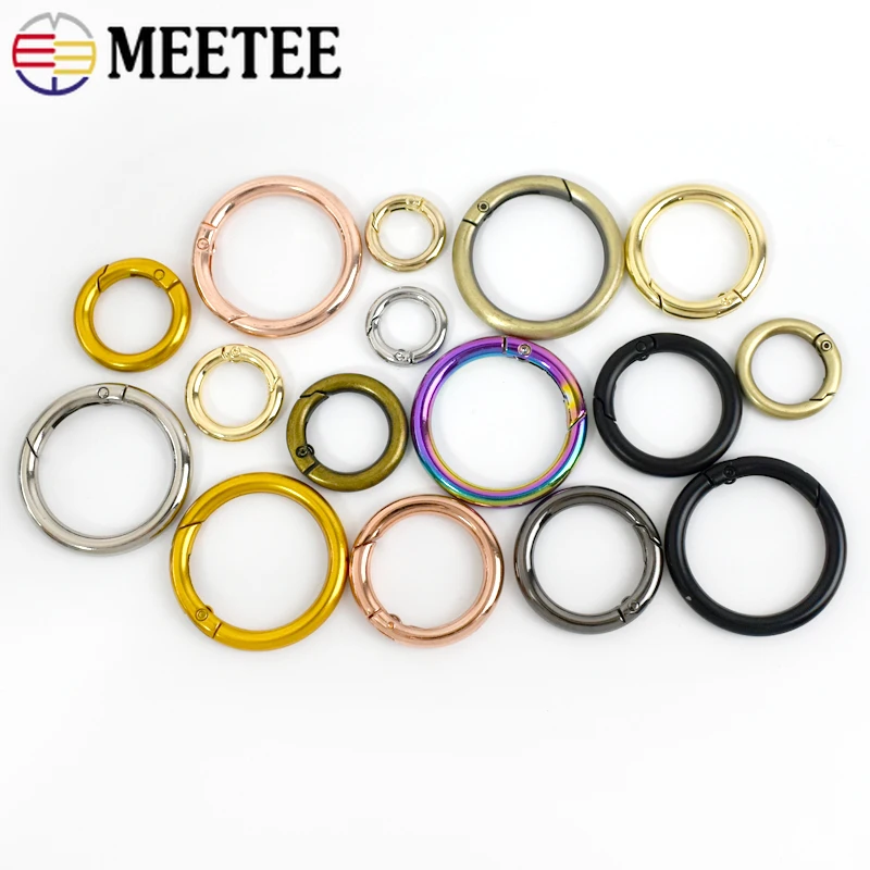 10Pcs 10-38mm Metal O Ring Spring Clasps Openable Round Carabiner Snap Hook Keychain Bag Clips DIY Jewelry Bags Accessories