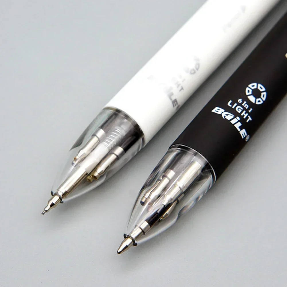 6 In 1 멀티 컬러 롤 볼펜 세트 리필 리드 5 색 볼펜 및 1 연필 코어 크리 에이 티브 다기능 마킹 펜