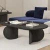 Oval Coffee Table, Solid Wood Coffee Table Simple Design, Farmhouse Black Coffee Table for Living Bedroom -51.2" x 27.6" x 15.6" 4