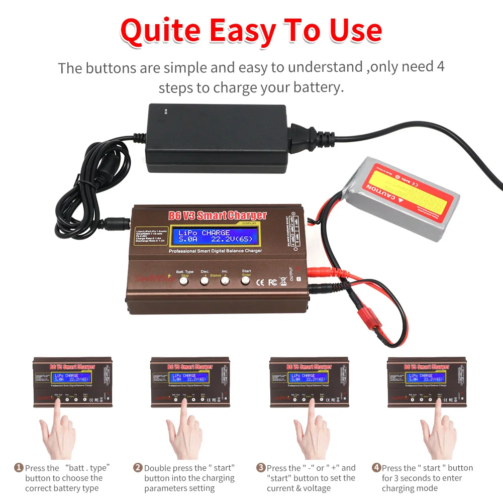 [Only charger] iMAX B6 V3 80W 6A Battery Charger LiHv Lipo NiMh Li ion Ni Cd Digital RC Charger Lipro Balance Charger Discharger 12V 5A Adapter 