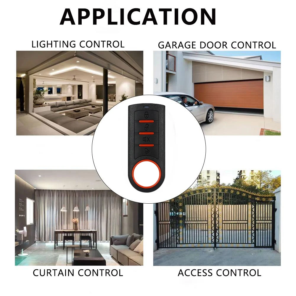 Garage Door Remote Control 433MHz Cloner Garage Door Controls 4Keys RF Remote Control Garage Gates Universal Gate Remote Learning Fixed Code Key 433.92MHz