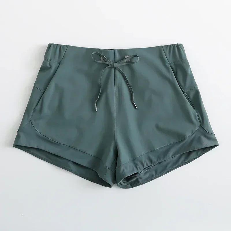 2024 Tummy Control Yoga Shorts Capris for Women with Phone Pockets Workout Running mesh stitching 4-way Stretch fabric shorts