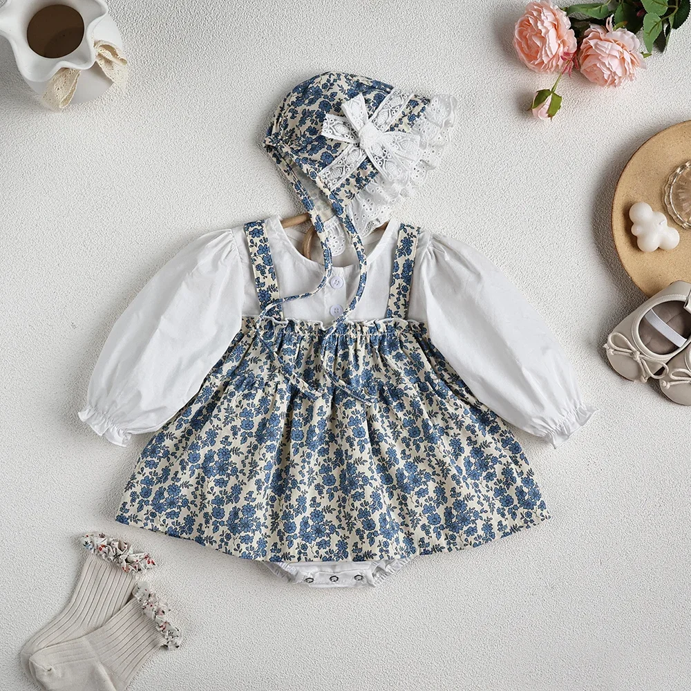 Floral Long Sleeve Baby Girls Bodysuit One Piece