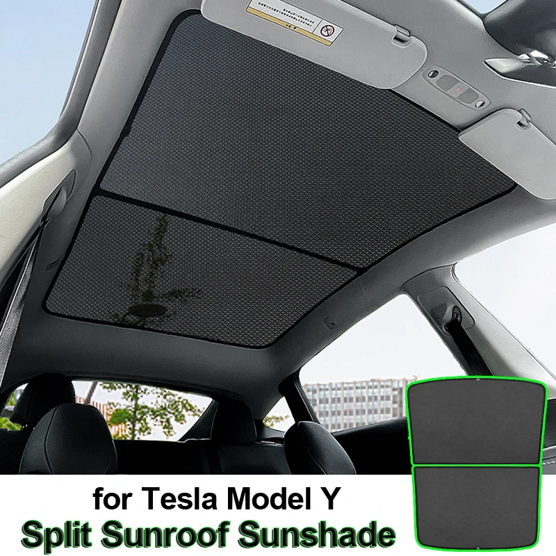 Split Style Sun Roof Shade For Tesla Model Y Front Rear Sunroof