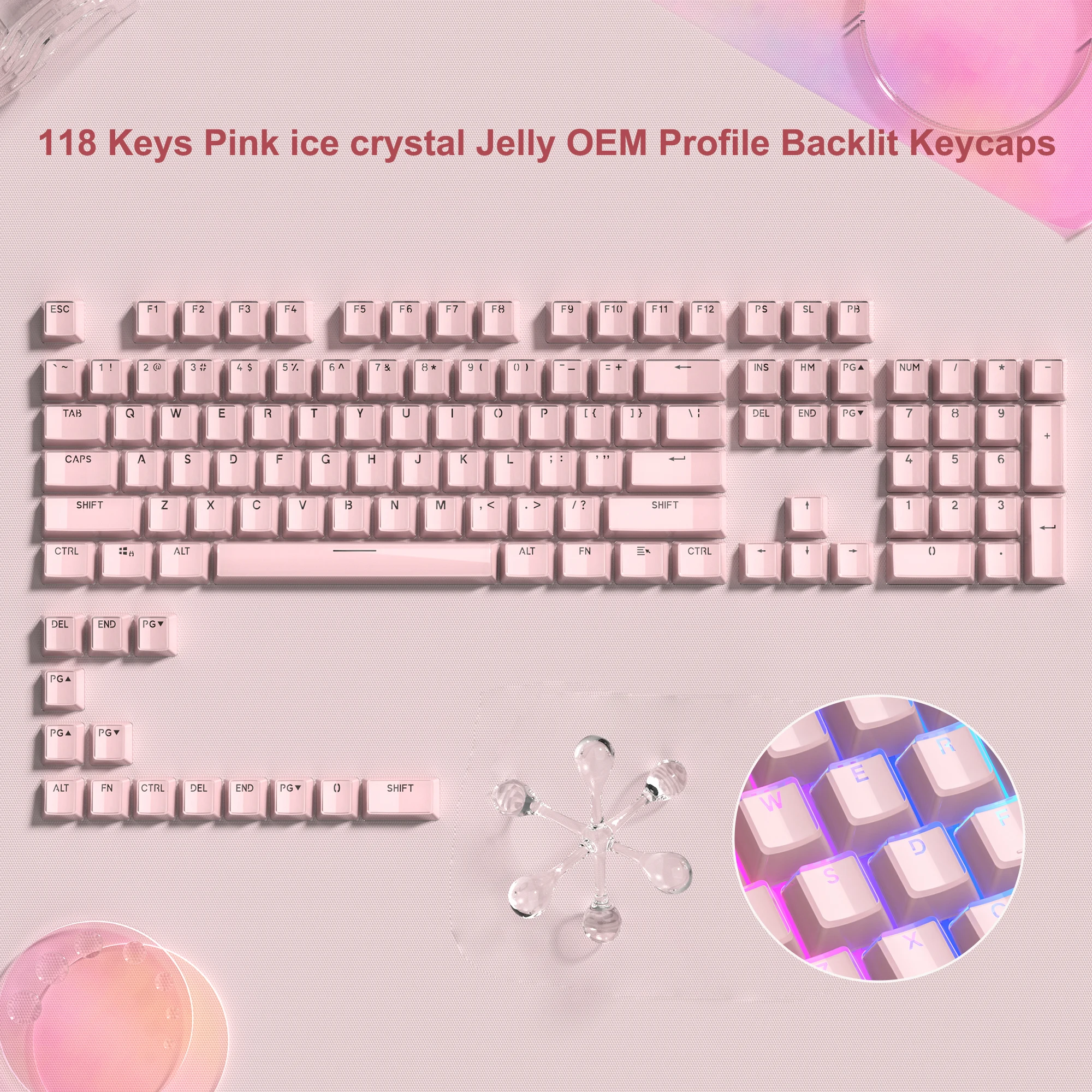 Pink Jello Crystal Translucent Keycap