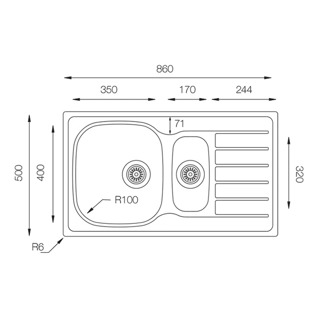 Sink for kitchen topzero Hypnos hp860.500.15 (possibility of