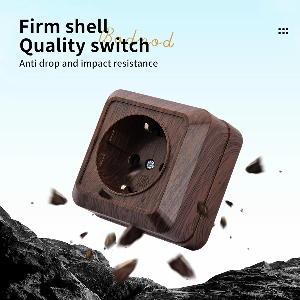 Electrical Socket WESA Wooden Wall Surface Socket Plug Exterior Outdoor Power Socket Flame Retardant Paint Plastic