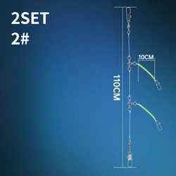 Premium Squid Fishing Leader Set - Carbon Line & Hooks (2 - rig  2set)