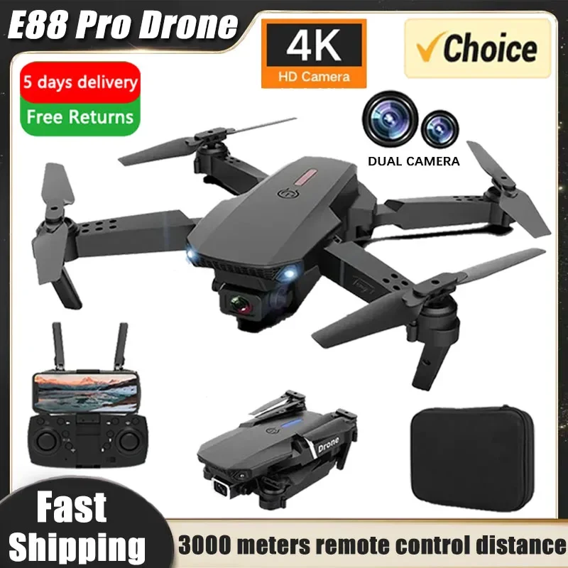 2024 E88Pro RC Drone 4K Professinal With 1080P Wide Angle HD Camera Foldable Helicopter WIFI FPV Height Hold Gift Toy