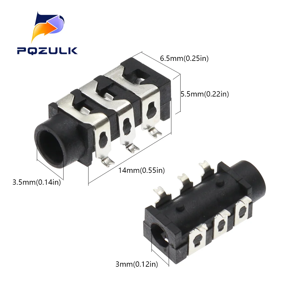 PROSPEC 3.5号　12本セット 100PCS PJ-313D 3.5MM Socket Inline SMD 6Pin Headphone Jack