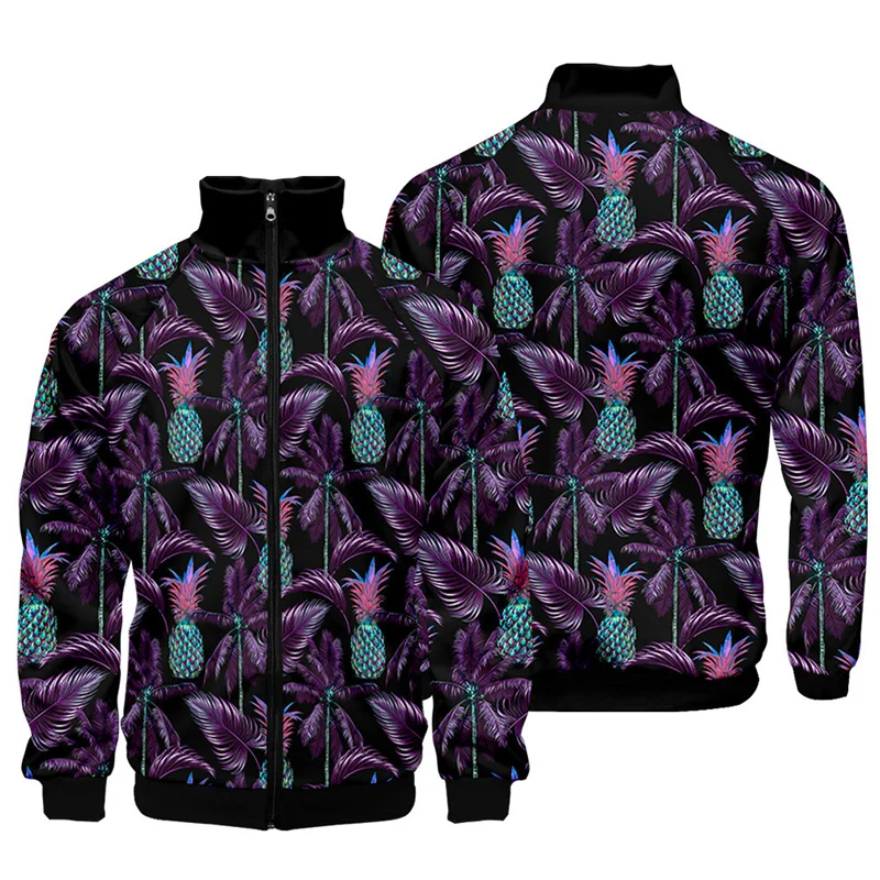thumbnail image 1 of Chaqueta con estampado 3D de piña y frutas de moda para hombre, abrigo de calle de gran tamaño, chaquetas con cremallera para primavera y otoño, ropa para hombre, 1 of 4