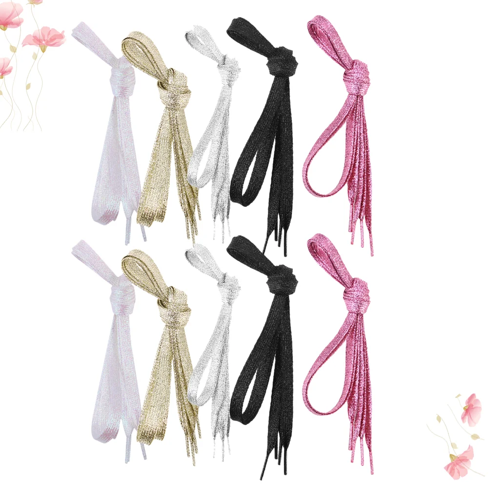 

10 Metallic Glitter Flat Shoelaces Shoes Strings Wide Shoelaces for ( )