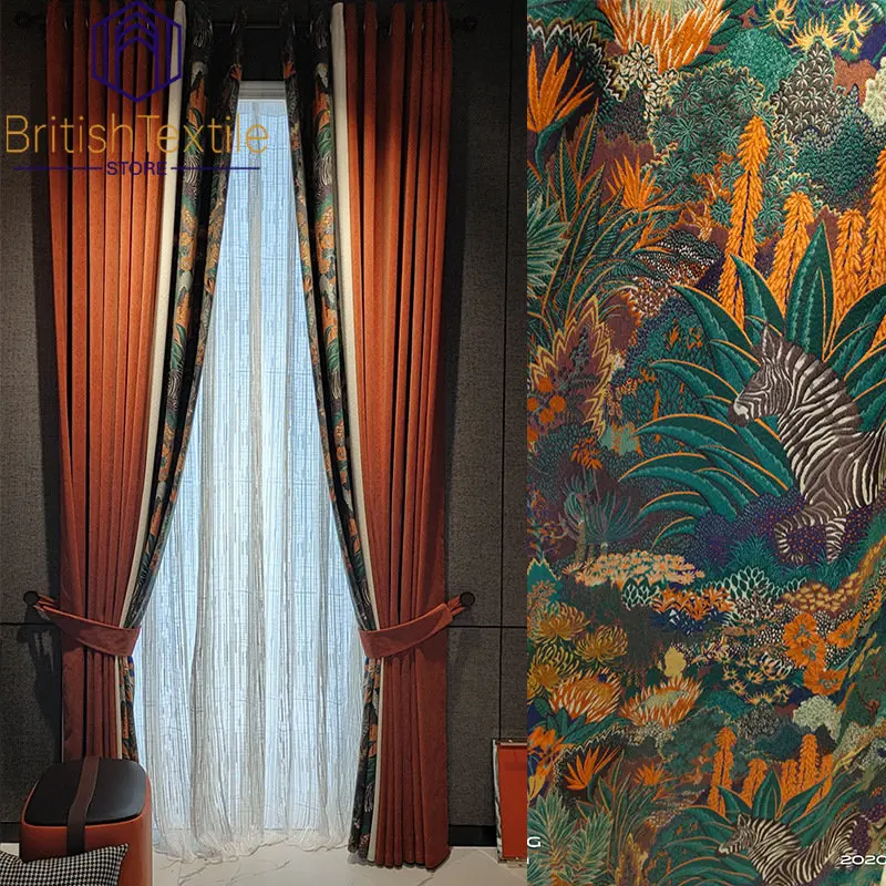 Dohosodik Narancsszínű Zebra Összekapcsol curtains számára Eleven szoba Fényűzés Magas légnyomású levegő shading jacquard curtains számára bedroonm ablum Posztóáru Szokás