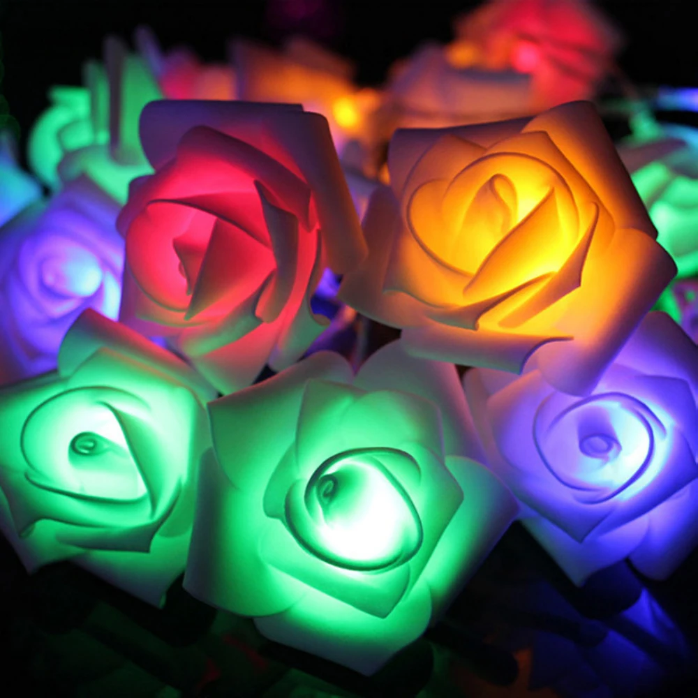 Rose Flower LED String Fairy Light Red Pink Warm Blue RGB Wedding Christmas Party Decoration 1.5m 3m 6m 10m 5V USB/Battery Power