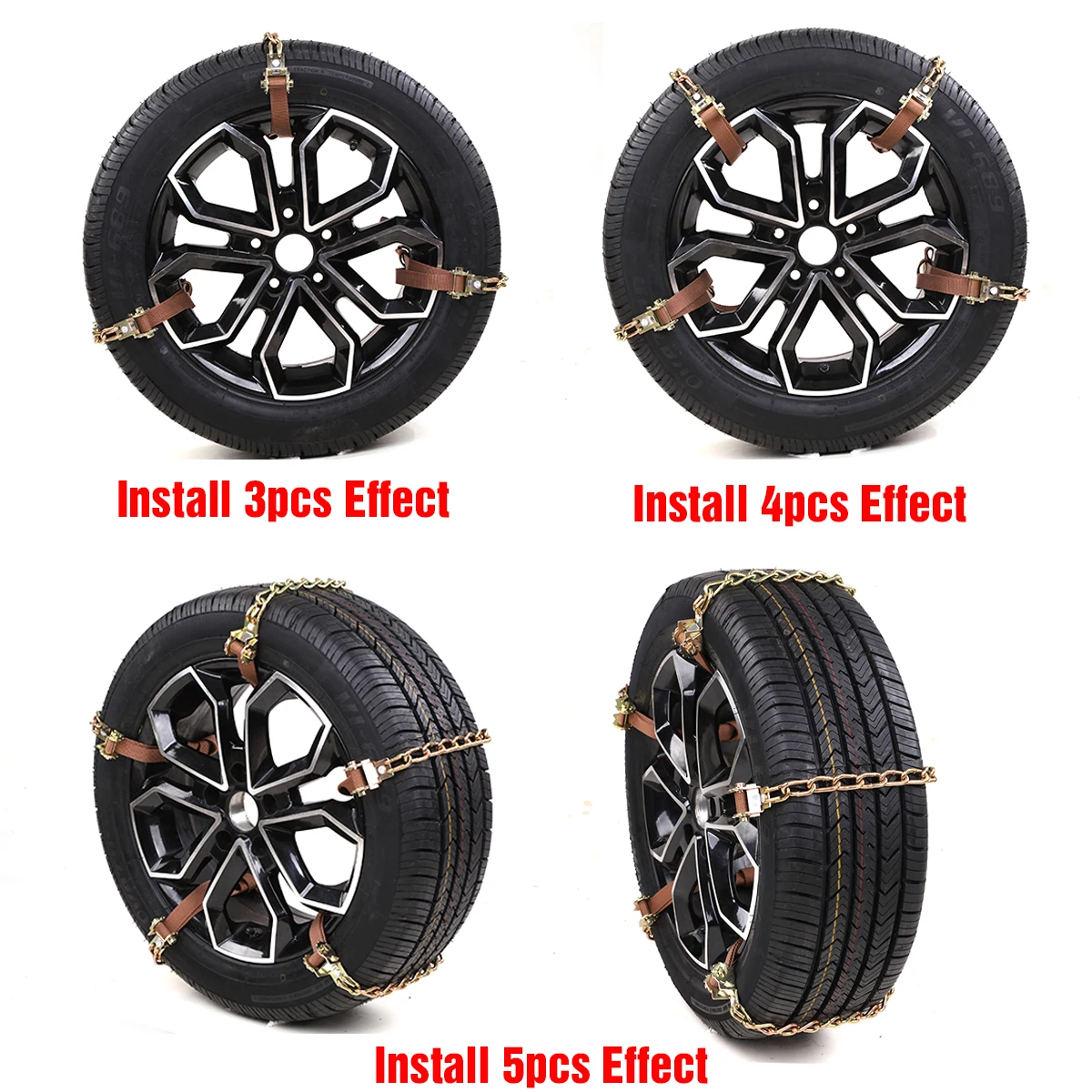 5PCS Car Tire Snow Chains Winter Car Truck Wheel Belt Mud Sand Emergency Adjustable Wear-resistant Anti-Skid Snow Chains