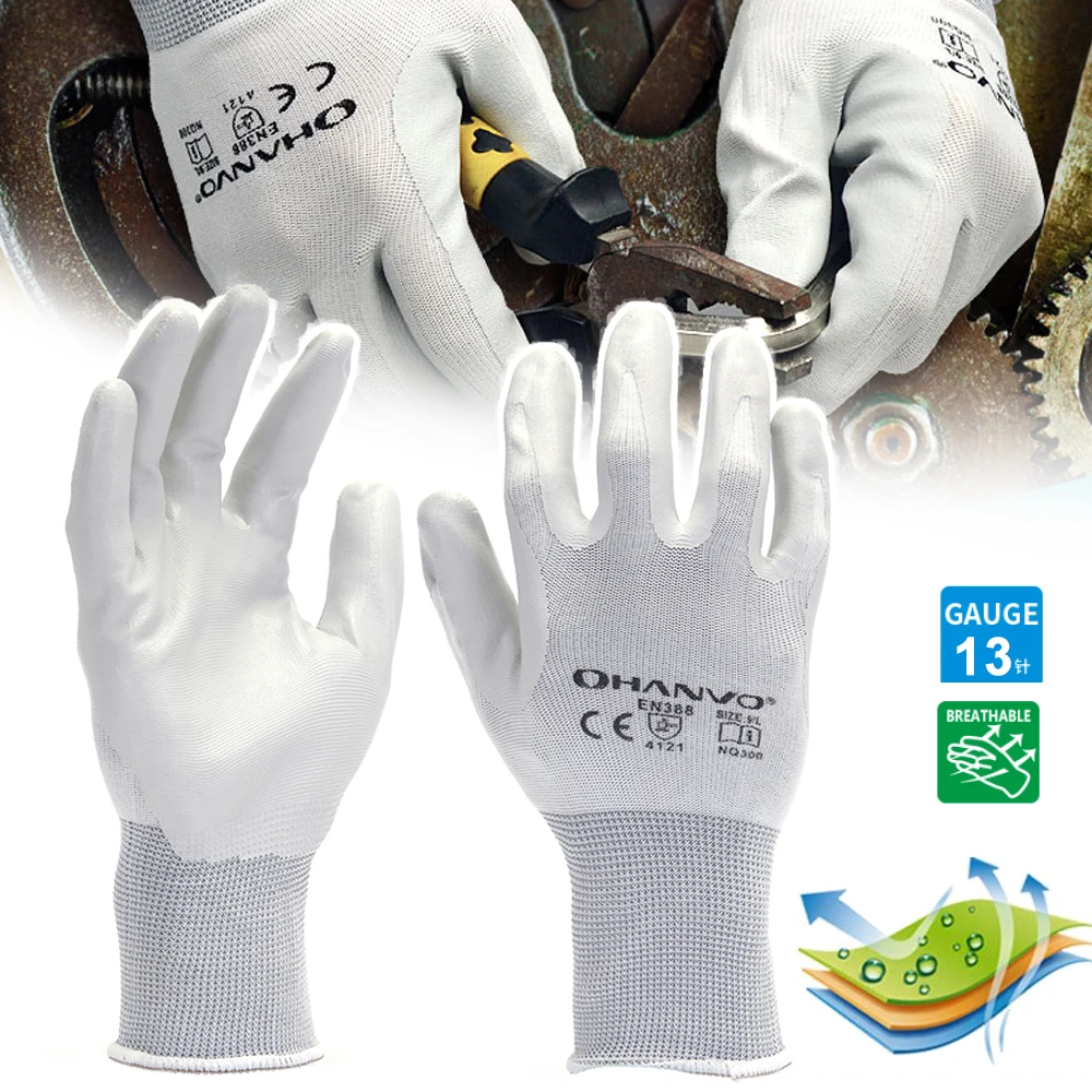 

Hanvo Safety Work Gloves 13 Gauge Soft Nylon Liner With Smart Grip Nitile Coated Garden Repairing Builder Gloves