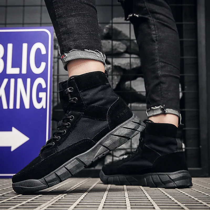 Men's Canvas Shoes Flat High-top Vulcanized Shoes Men's Sneakers 2024 New Male Casual Canvas Shoes Men's Sneakers 3