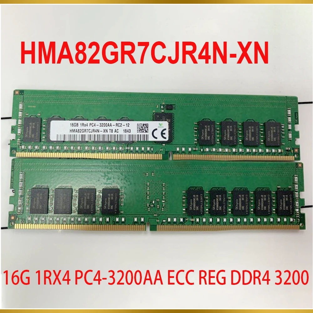 1Pcs For SK Hynix RAM 16GB 16G 1RX4 PC4 3200AA ECC REG DDR4 3200 HMA82GR7CJR4N XN
