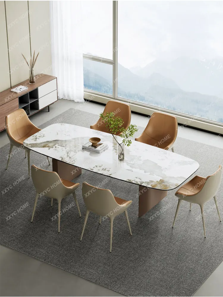 

Stone Plate Dining Table and Chair Luxury Stone Home Rectangular Simple Outdoor 3 M Large Board Table Furniture Living Room