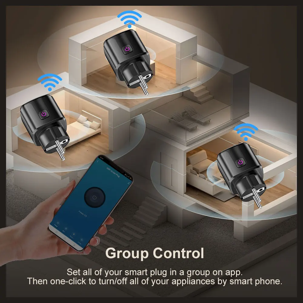Tuya WiFi Smart Plug Socket With Timing/Countdown/Power Monitoring Function, Sup