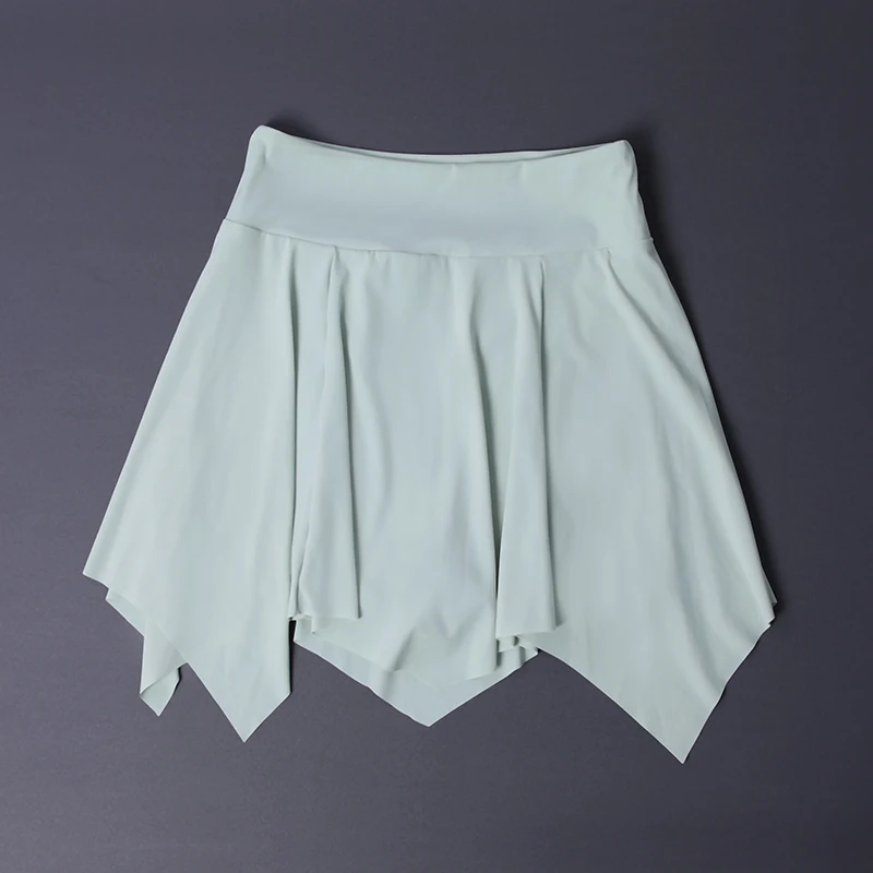Women's Mint Green Asymmetrical Sport Skirt - Quick-Dry