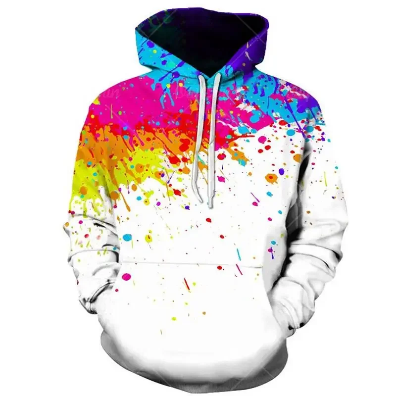 

2024 New 3D Printing Splash Ink Drop Color Men's Hoodie Fashion Casual Trendy Hoodies Kpop Harajuku Tops Streetwear Pullover