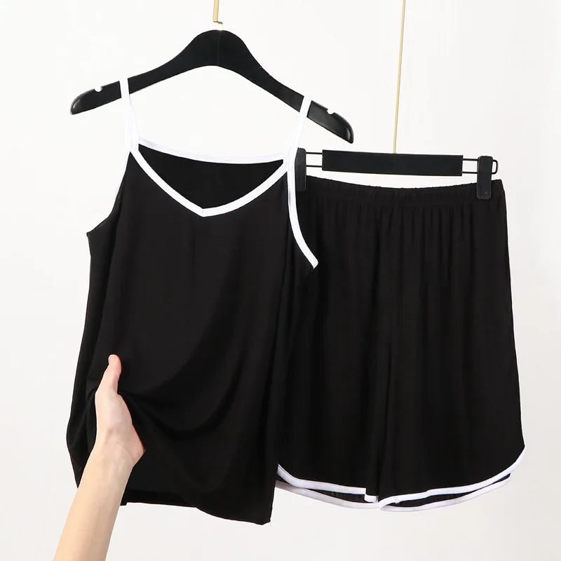XL-6XL 섹시한 슬링 셔츠 반바지 세트, 플러스 사이즈 얇은 모달, 편안한 잠옷, 잠옷 잠옷, 잠옷, 여성 정장