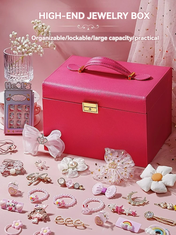JOVOW Princess Jewelry Set Girl Hair Accessories Storage Box Princess Exquisite Hair Accessories Gift Box Girl Toy Birthday Gift