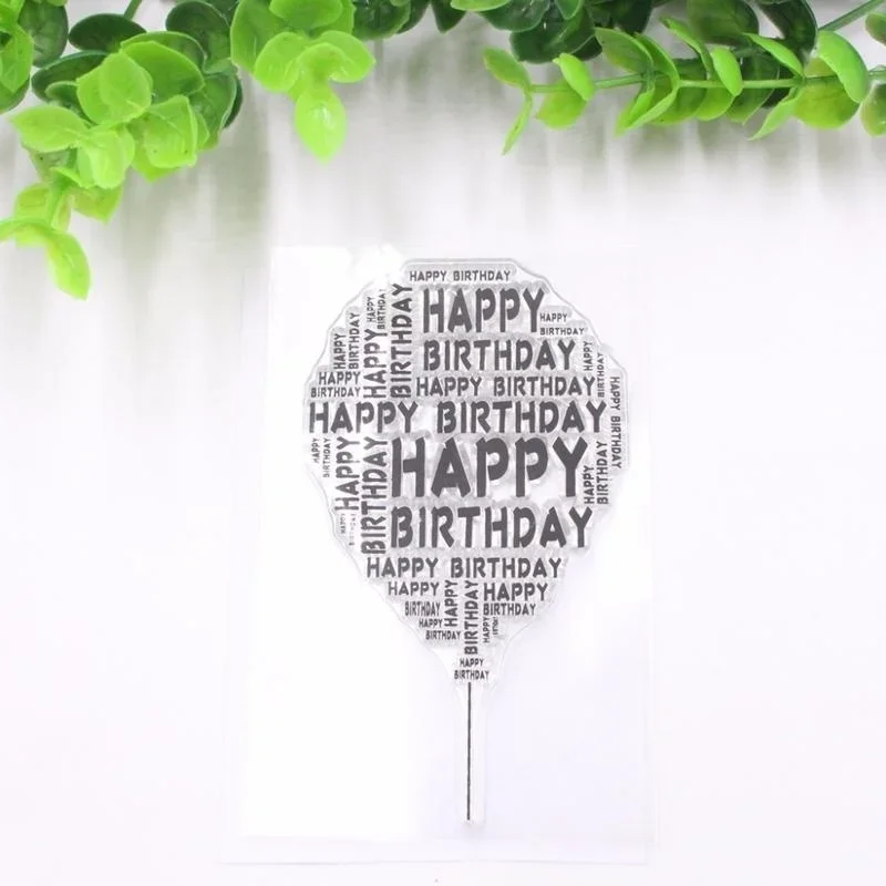 Clear Stamps Clear Rubber Stamps Transparent Silicone Clear Happy Birthday Balloon Stamp for Scrapbooking DIY Photo Album Decor