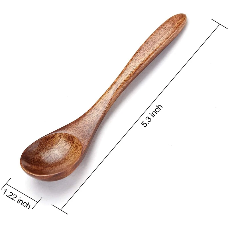 Wooden Cooking Spoons 6Pcs Small Wooden Teaspoon Cooking Small Condiments Mini Honey Spoon
